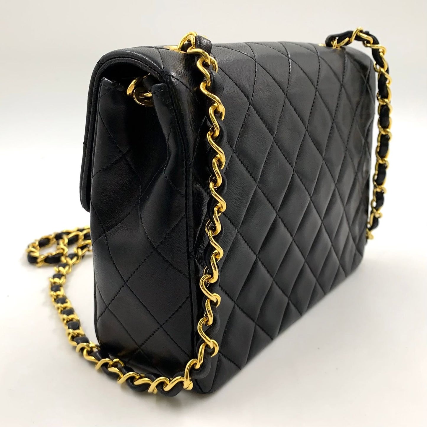 Chanel Mini Quilted Lambskin Black Chain Shoulder Bag Gold — view 2