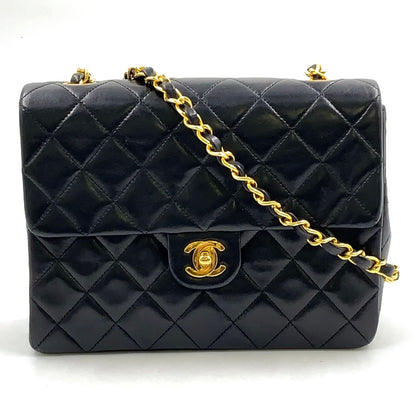 Chanel Mini Quilted Lambskin Black Chain Shoulder Bag Gold