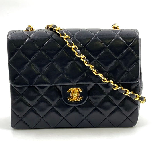 Chanel Mini Quilted Lambskin Black Chain Shoulder Bag Gold