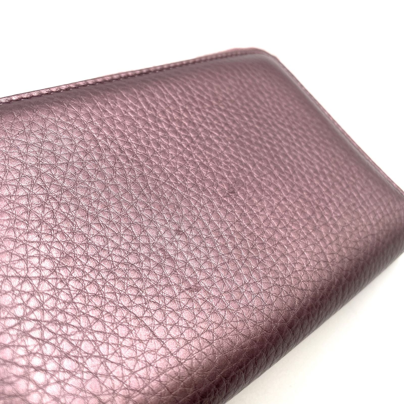 Gucci Interlocking Soho Bifold Leather Purple Wallet Gold — view 5