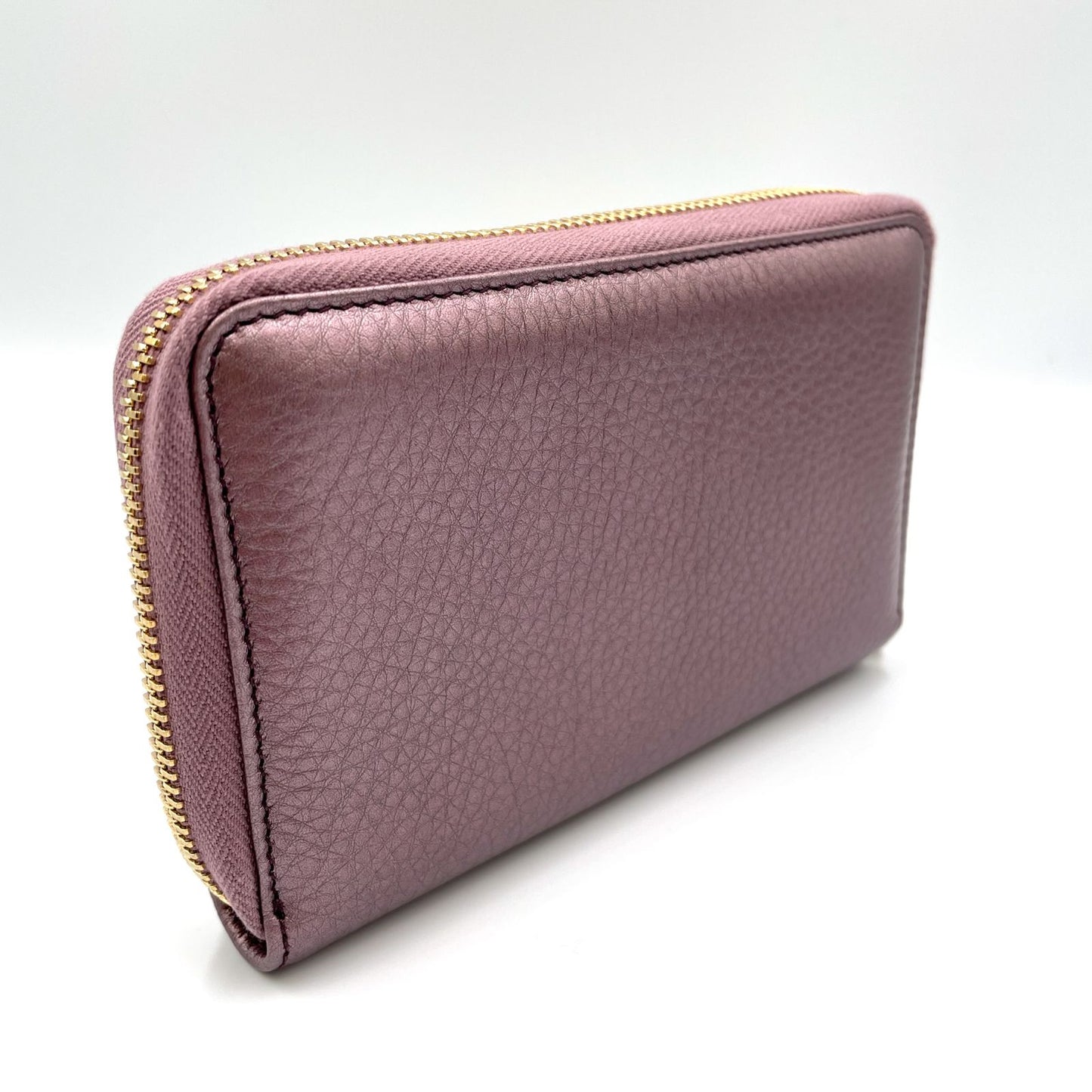 Gucci Interlocking Soho Bifold Leather Purple Wallet Gold — view 2