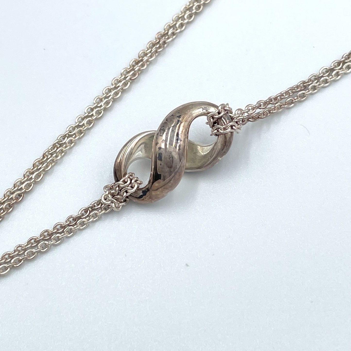Tiffany & Co Infinity Double Chain Silver Necklace — view 9