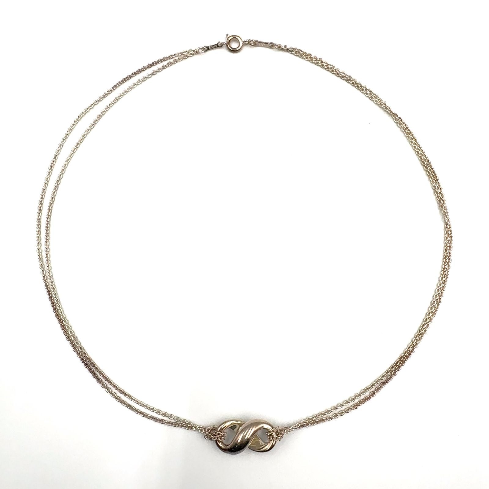 Tiffany & Co Infinity Double Chain Silver Necklace — view 3