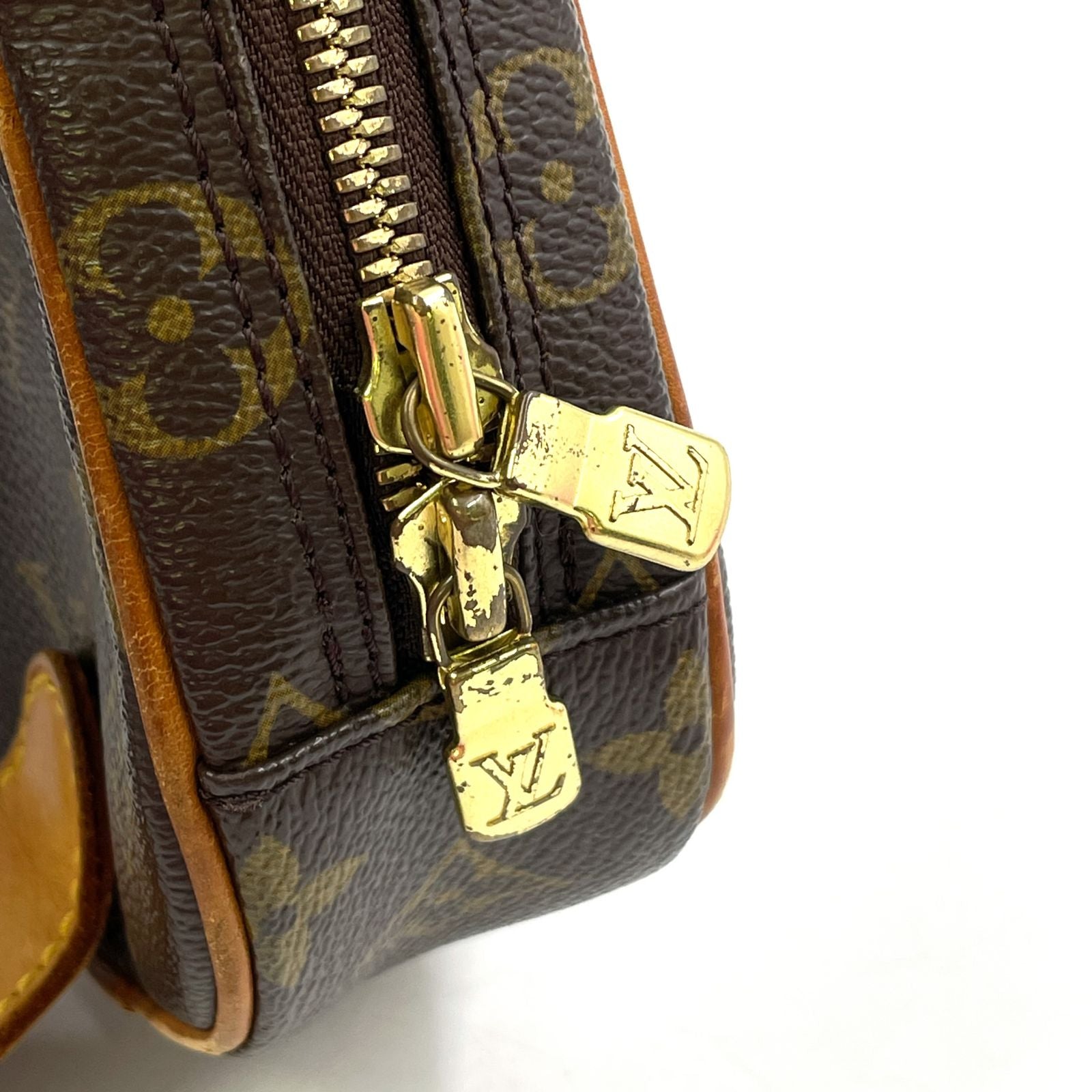 Louis Vuitton Pochette Gange Monogram Leather Brown Belt Bag Gold — view 6