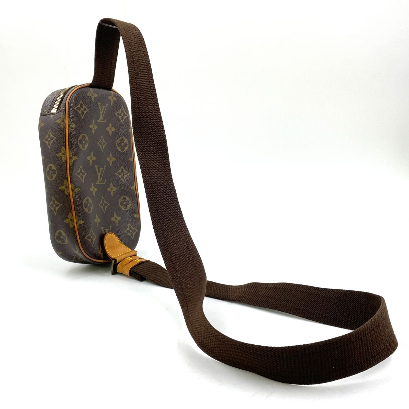 Louis Vuitton Pochette Gange Monogram Leather Brown Belt Bag Gold — view 2