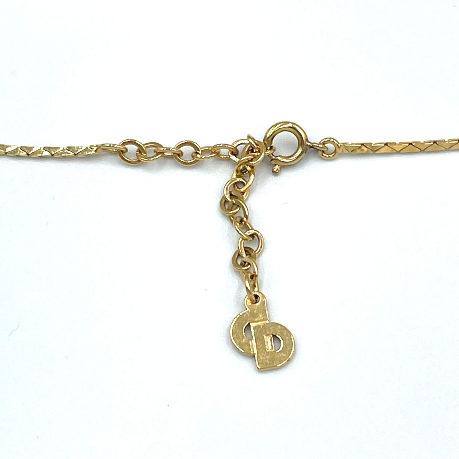 Dior Oval Oblique Line Stone Gold Black Necklace — view 7