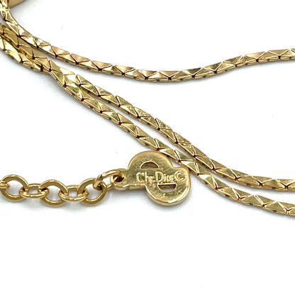 Dior Oval Oblique Line Stone Gold Black Necklace — view 5