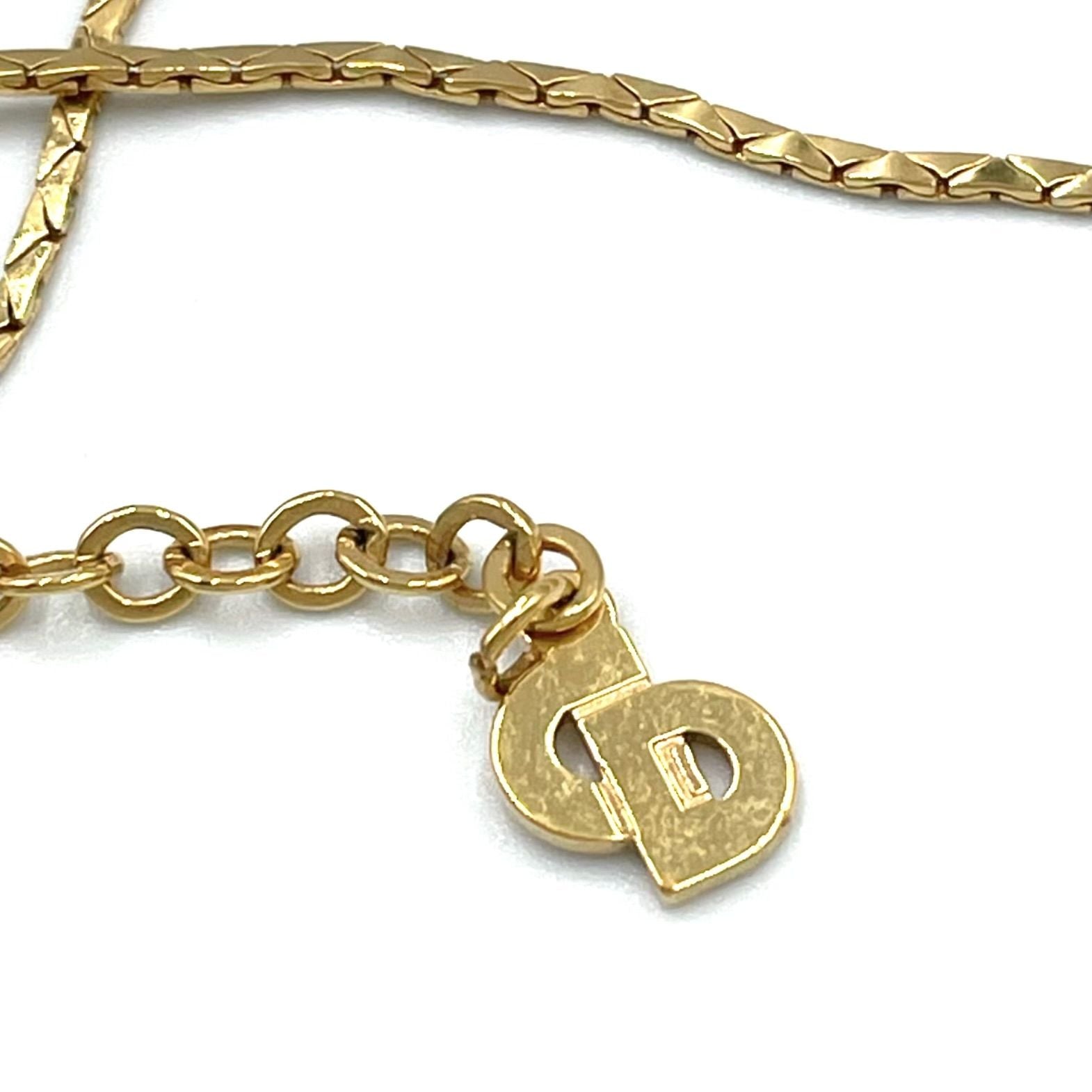 Dior Oval Oblique Line Stone Gold Black Necklace — view 4