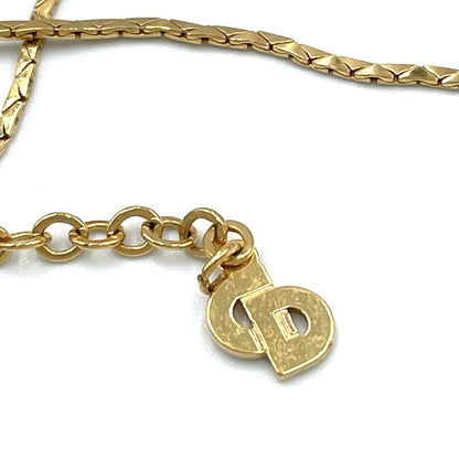 Dior Oval Oblique Line Stone Gold Black Necklace — view 4
