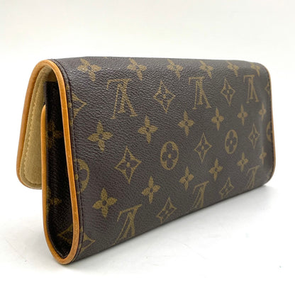 Louis Vuitton Pochette Twin GM Monogram Leather Brown Shoulder Bag Gold — view 2