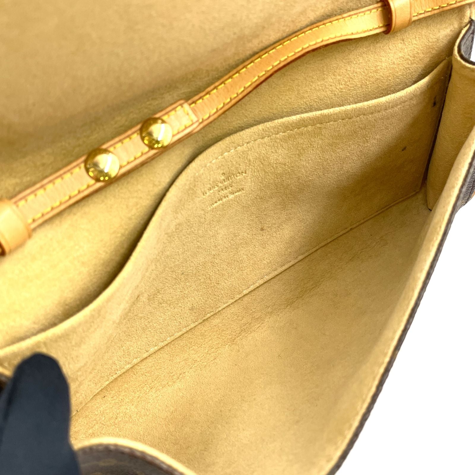 Louis Vuitton Pochette Twin GM Monogram Leather Brown Shoulder Bag Gold — view 3