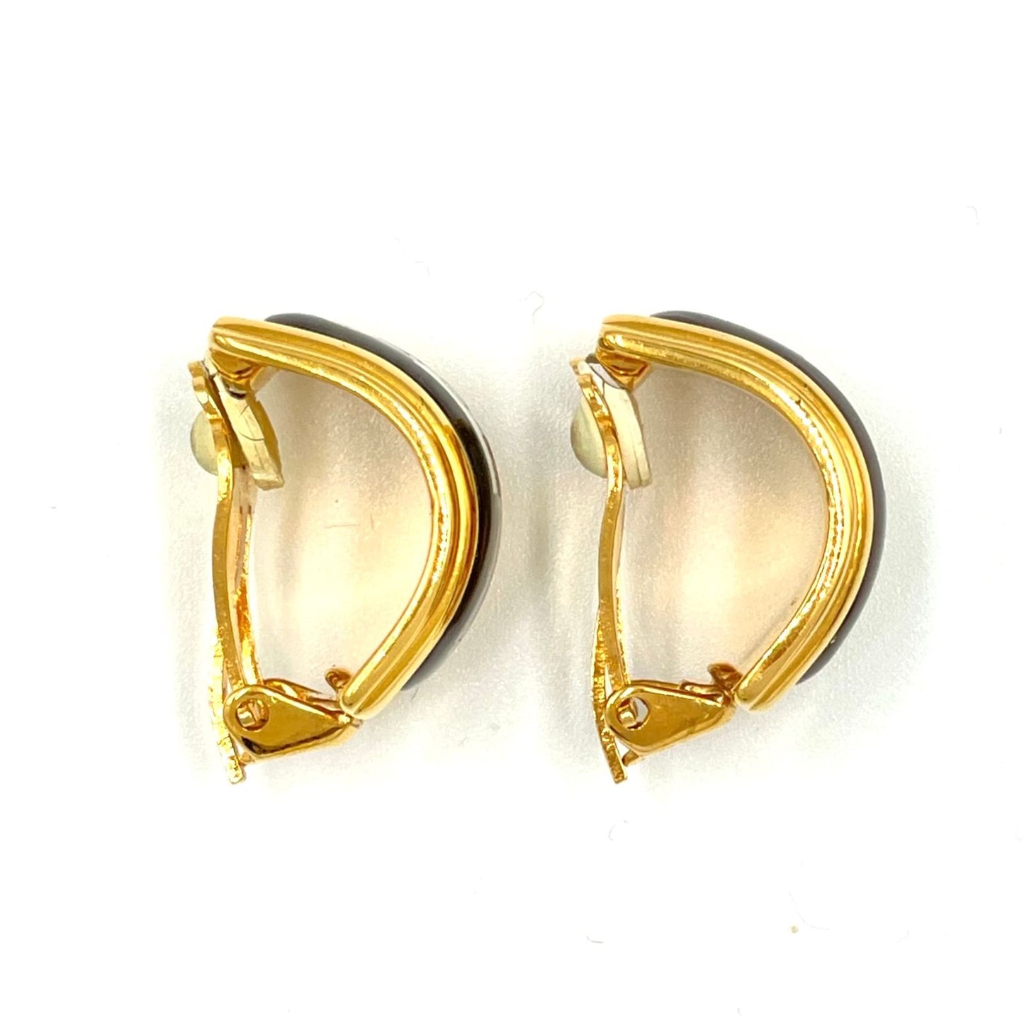 Hermes Enamel Gold Plated Black Earrings — view 5