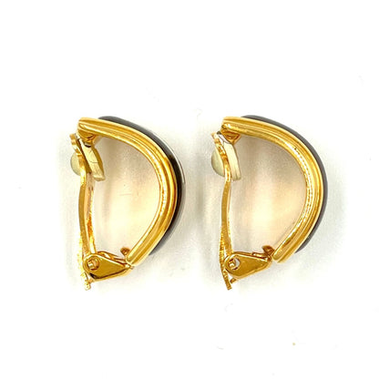 Hermes Enamel Gold Plated Black Earrings — view 5