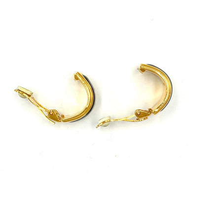 Hermes Enamel Gold Plated Black Earrings — view 6