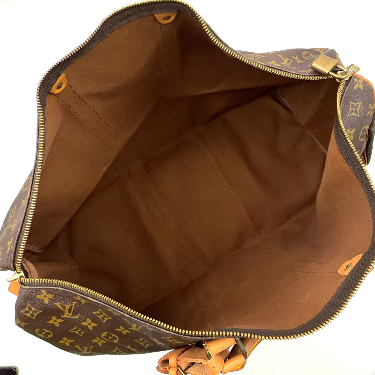 Louis Vuitton Keepall 60 Monogram Leather Brown Boston Bag Gold — view 3