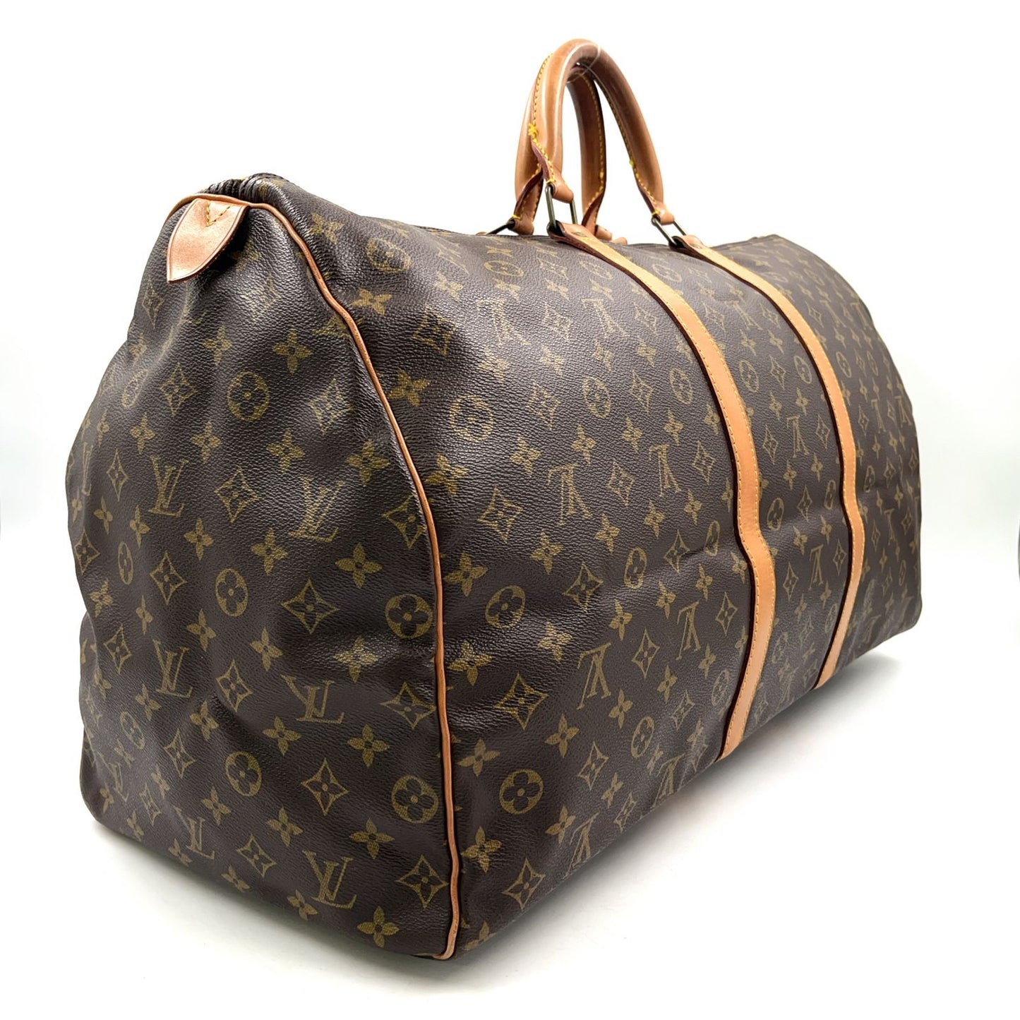 Louis Vuitton Keepall 60 Monogram Leather Brown Boston Bag Gold — view 2