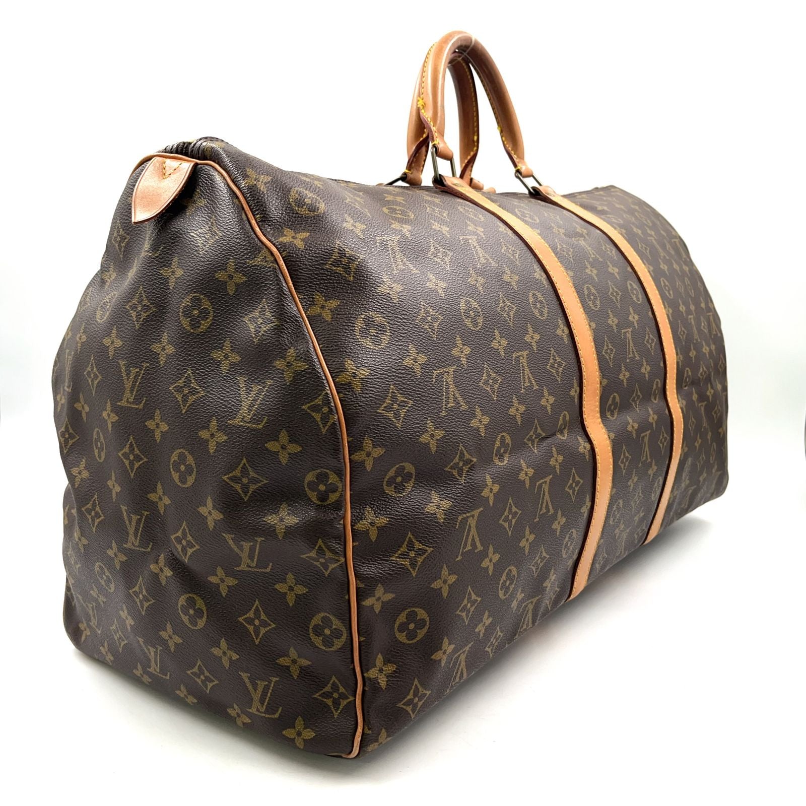 Louis Vuitton Keepall 60 Monogram Leather Brown Boston Bag Gold — view 2