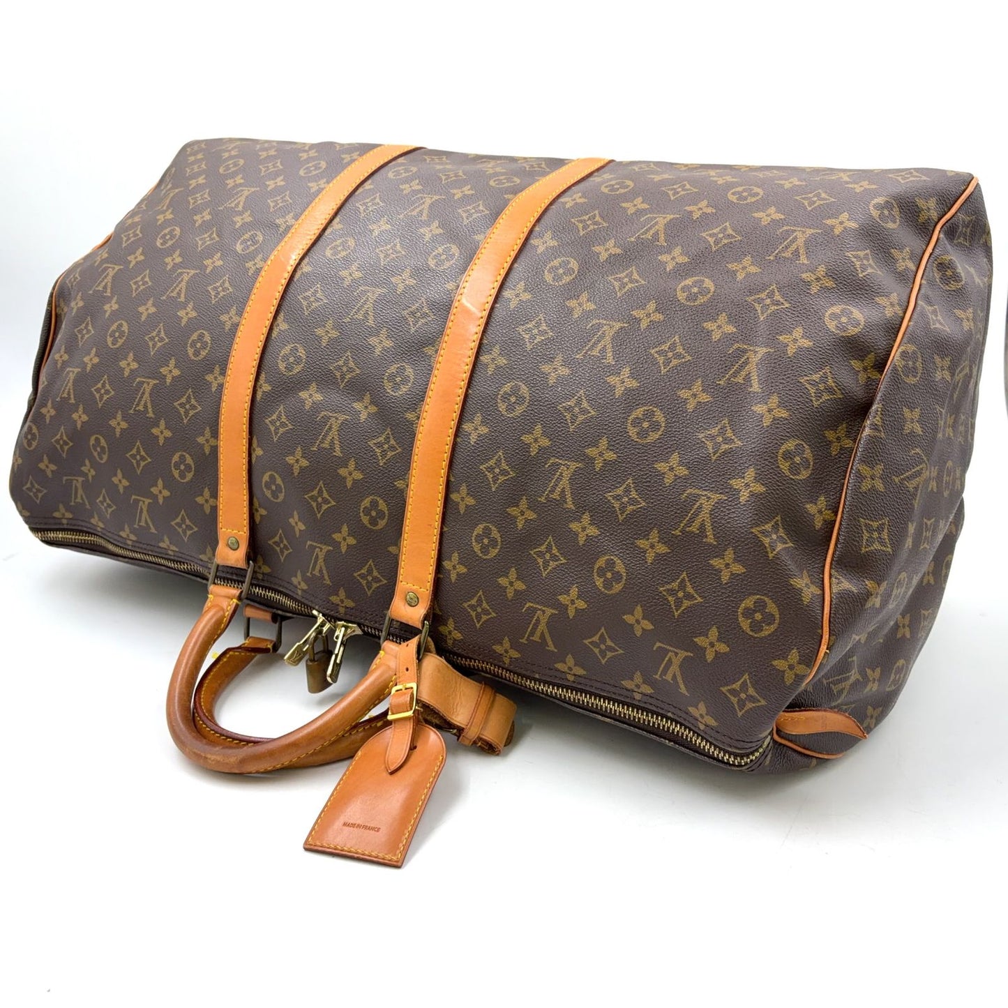 Louis Vuitton Keepall 60 Monogram Leather Brown Boston Bag Gold — view 5