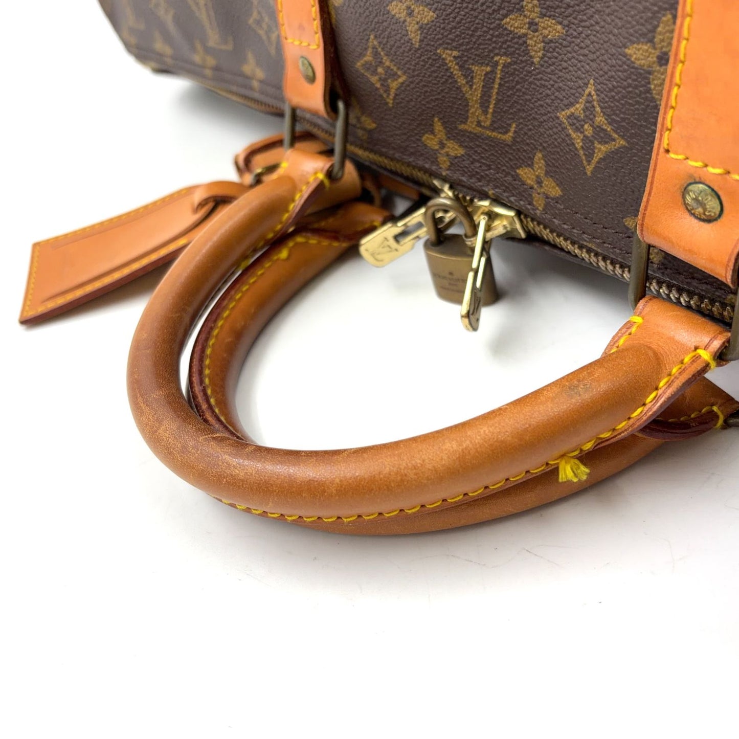 Louis Vuitton Keepall 60 Monogram Leather Brown Boston Bag Gold — view 6