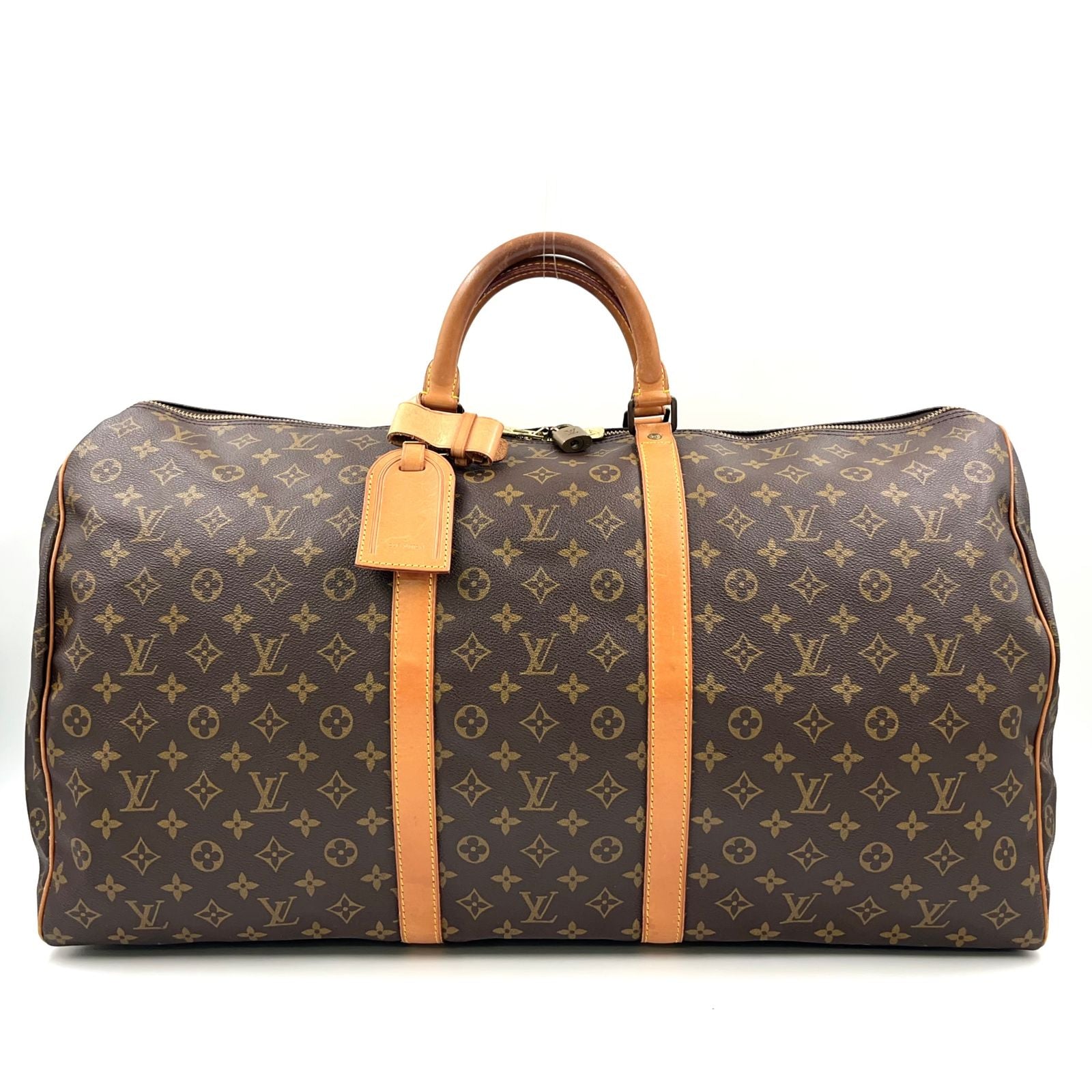 Louis Vuitton Keepall 60 Monogram Leather Brown Boston Bag Gold