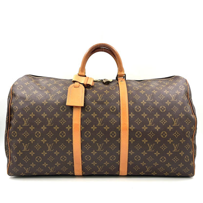 Louis Vuitton Keepall 60 Monogram Leather Brown Boston Bag Gold