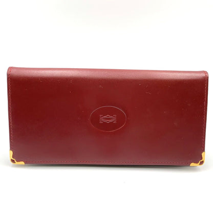 Cartier Must Line Bifold Leather Bordeaux Wallet Gold