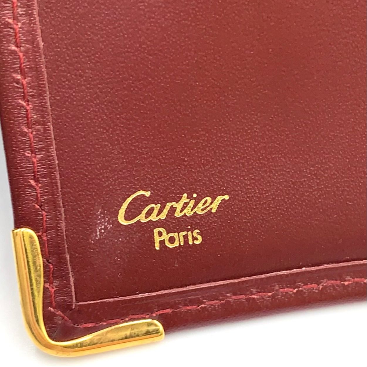 Cartier Must Line Bifold Leather Bordeaux Wallet Gold — view 3