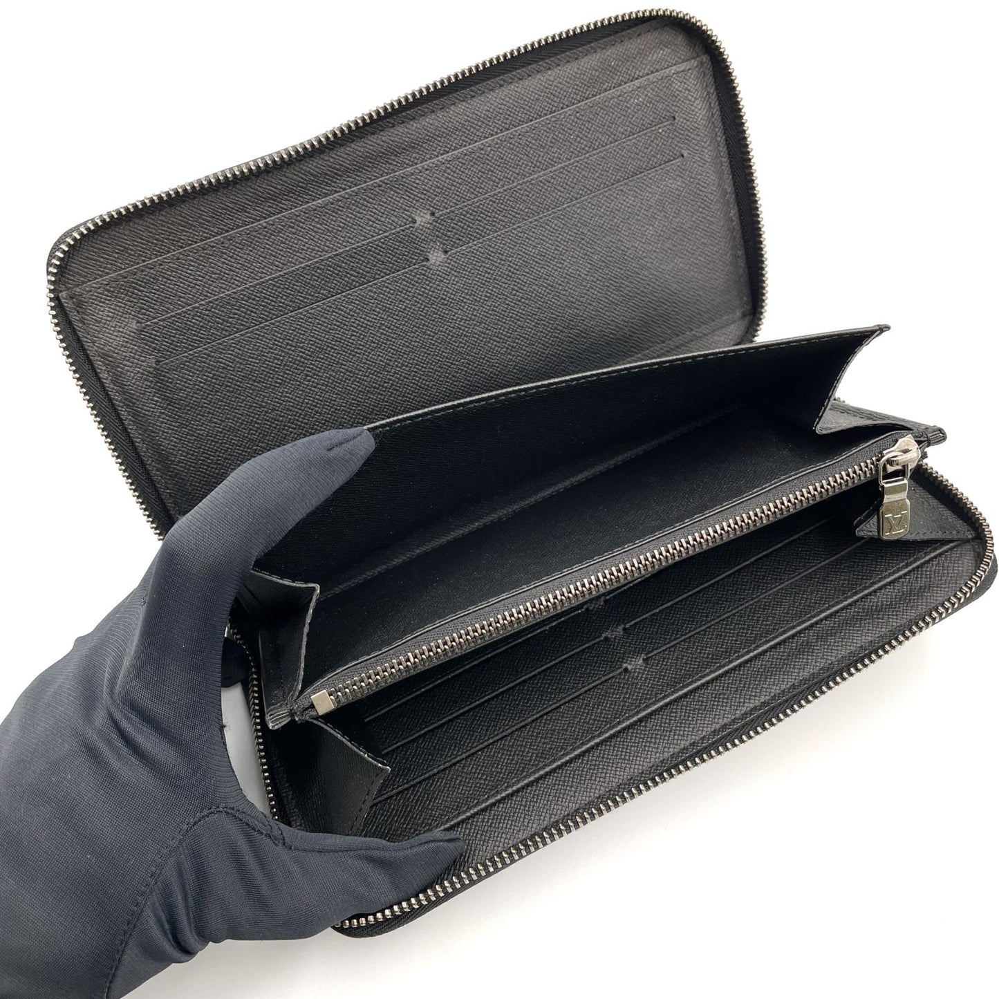Louis Vuitton Zippy Organizer NM Monogram Eclipse Gray Black Wallet Silver — view 3
