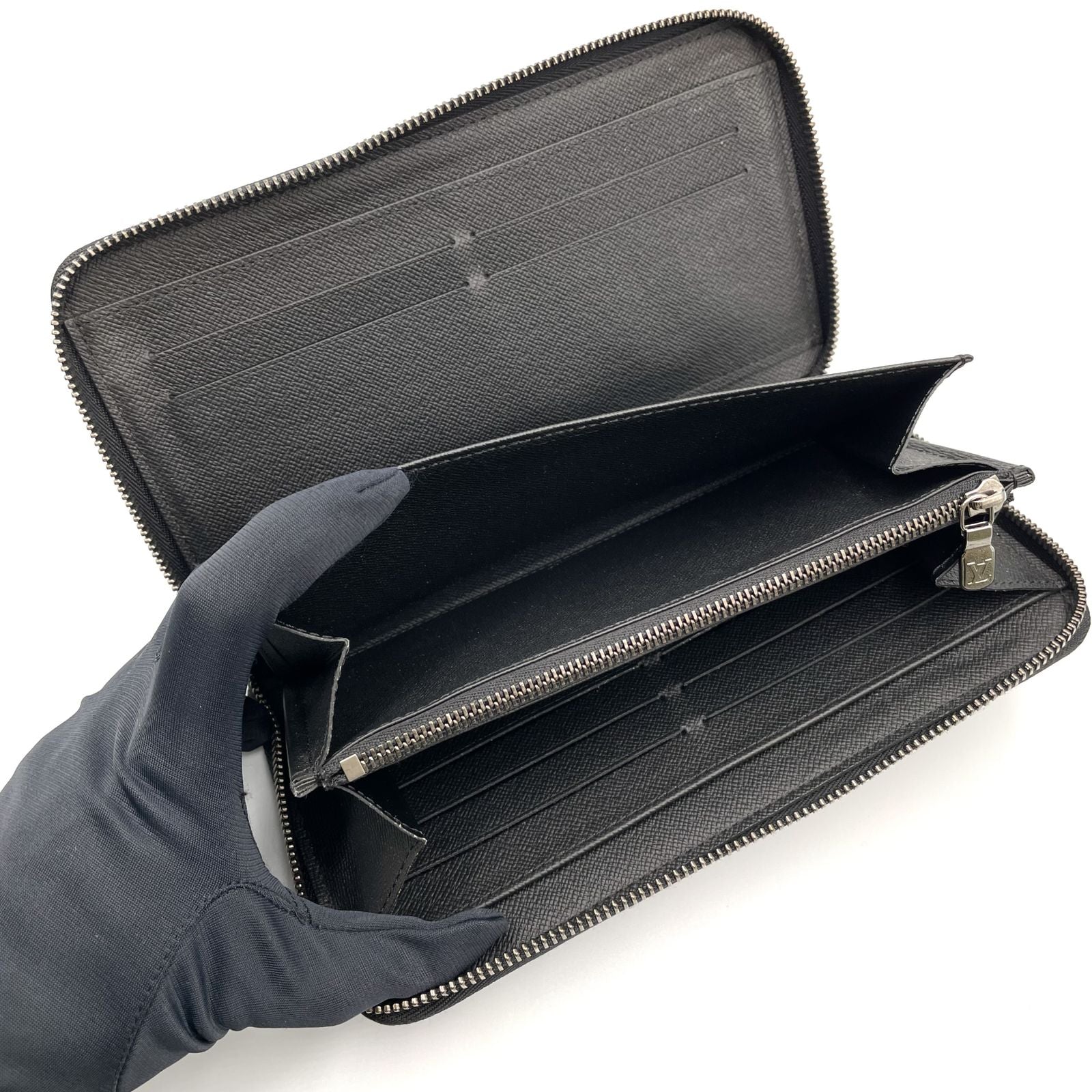 Louis Vuitton Zippy Organizer NM Monogram Eclipse Gray Black Wallet Silver — view 3