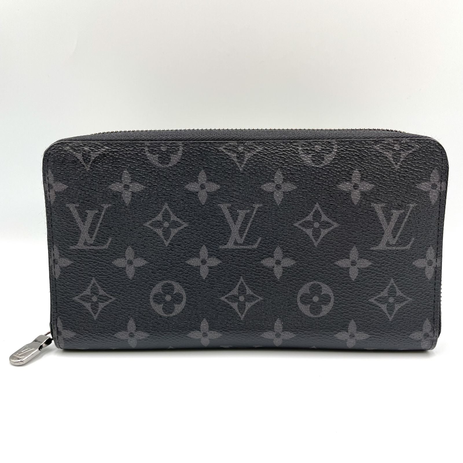 Louis Vuitton Zippy Organizer NM Monogram Eclipse Gray Black Wallet Silver