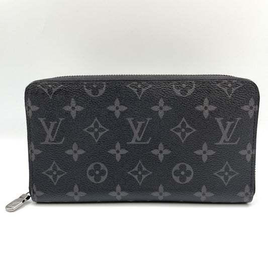 Louis Vuitton Zippy Organizer NM Monogram Eclipse Gray Black Wallet Silver