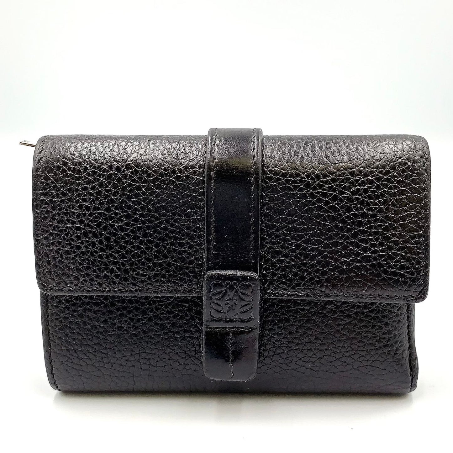 Loewe Vertical Wallet Small Trifold Leather Black Silver