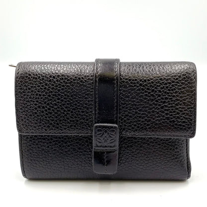 Loewe Vertical Wallet Small Trifold Leather Black Silver