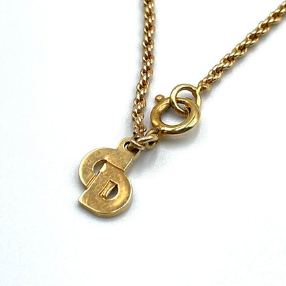 Dior Faux Pearl Line Stone Gold Necklace — view 5