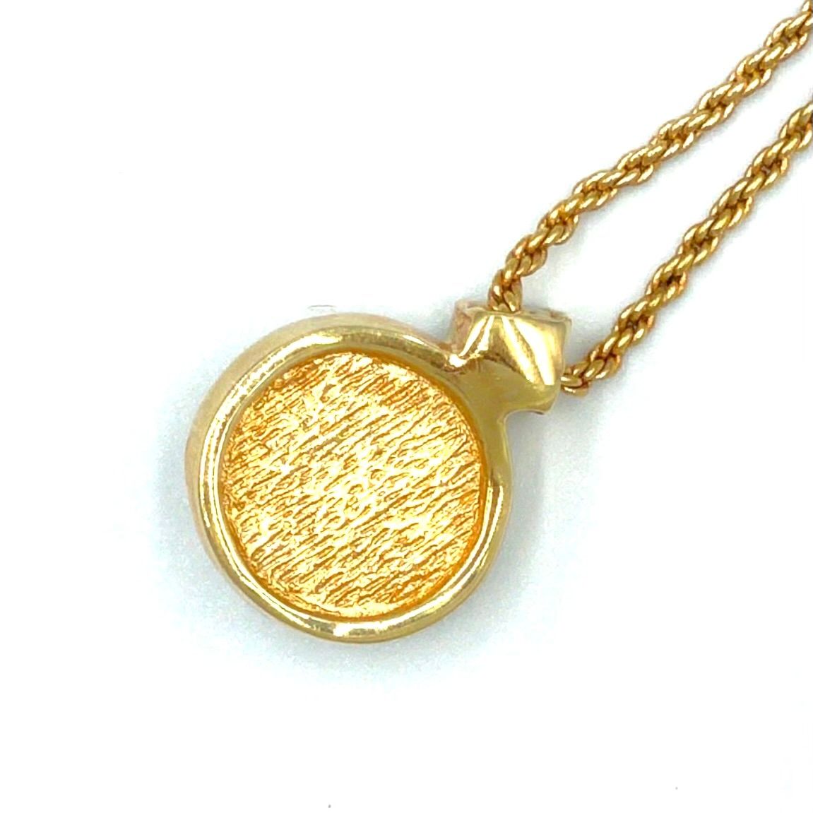 Dior Faux Pearl Line Stone Gold Necklace — view 2