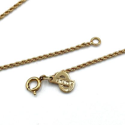 Dior Faux Pearl Line Stone Gold Necklace — view 8