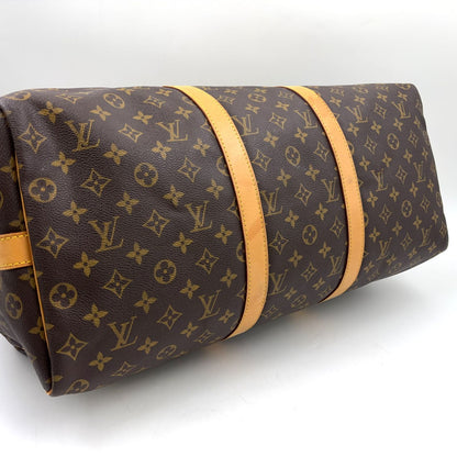 Louis Vuitton Keepall Bandouliere 50 Monogram Leather Brown Boston Bag Gold — view 5