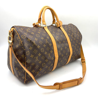 Louis Vuitton Keepall Bandouliere 50 Monogram Leather Brown Boston Bag Gold — view 2