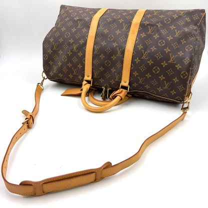 Louis Vuitton Keepall Bandouliere 50 Monogram Leather Brown Boston Bag Gold — view 8