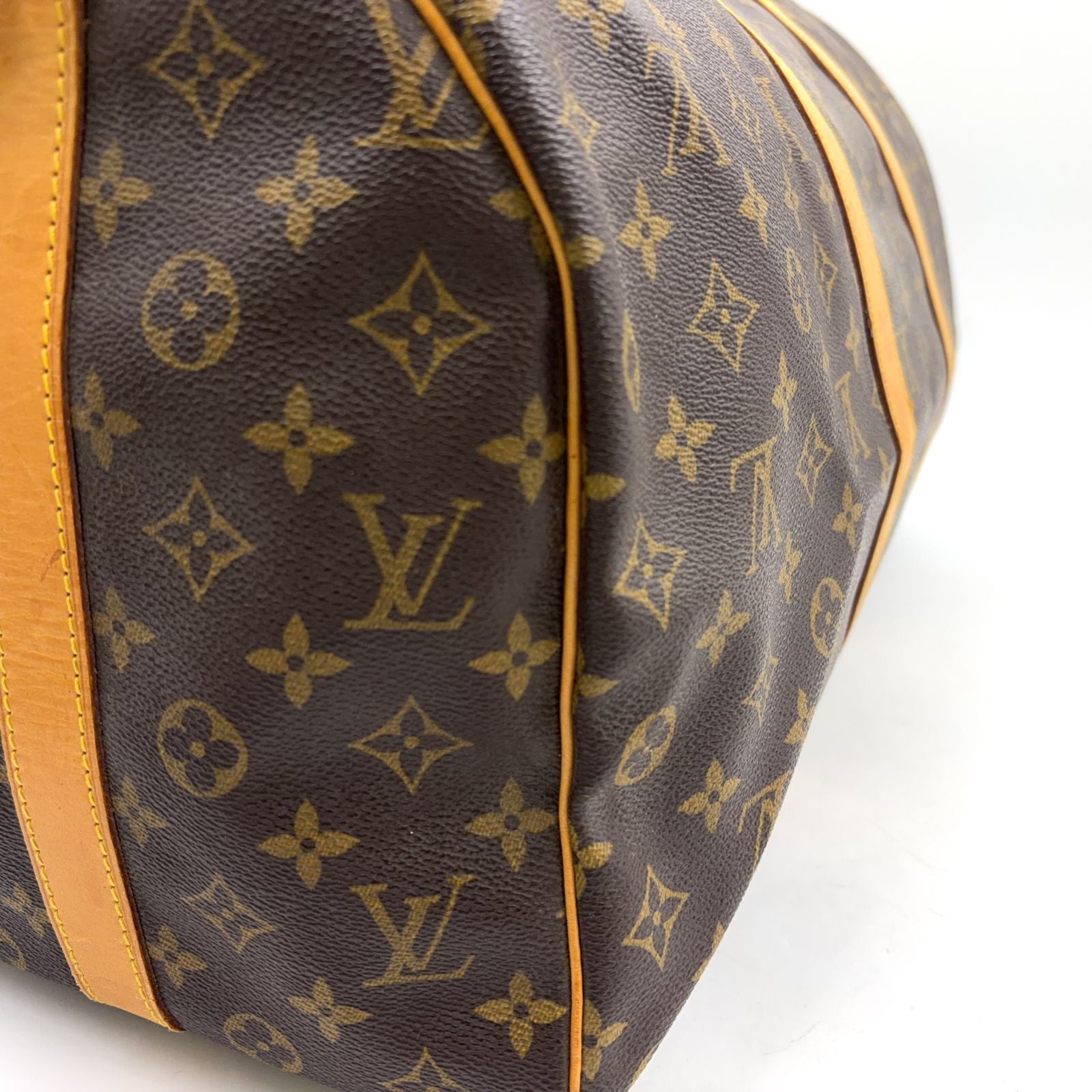 Louis Vuitton Keepall Bandouliere 50 Monogram Leather Brown Boston Bag Gold — view 7