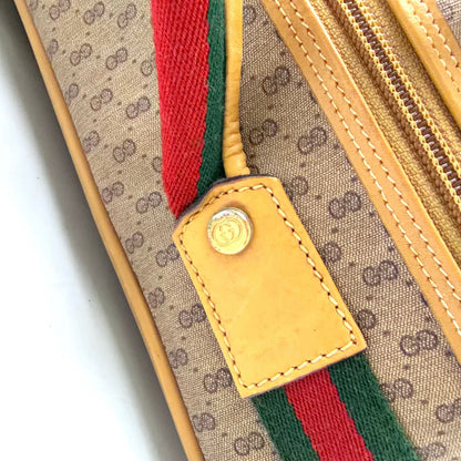 Gucci Micro GG Sherry Line Leather Green Beige Red Boston Bag — view 7