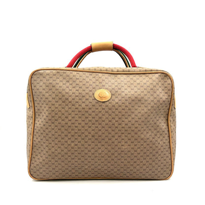 Gucci Micro GG Sherry Line Leather Green Beige Red Boston Bag