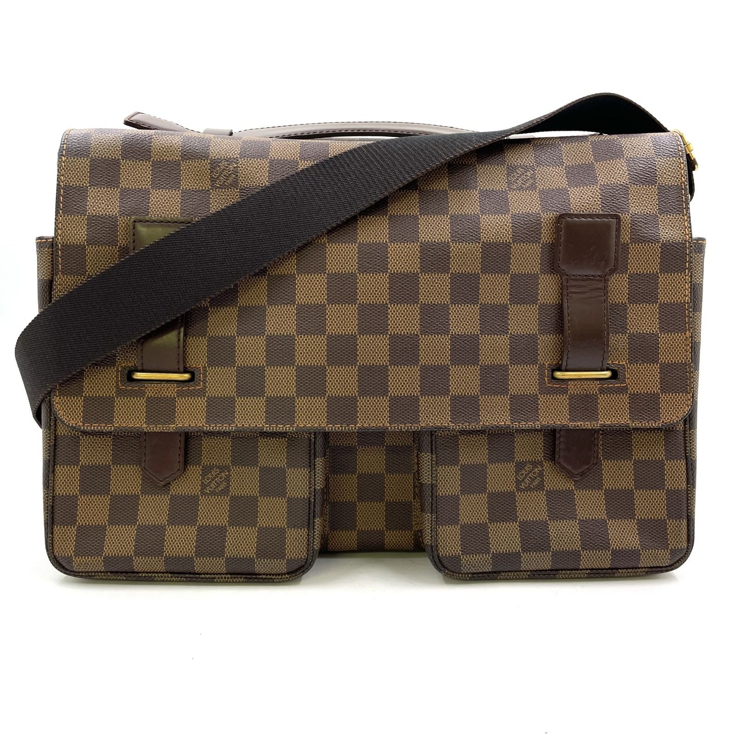 Louis Vuitton Broadway Damier Ebene Leather Brown Shoulder Bag Gold