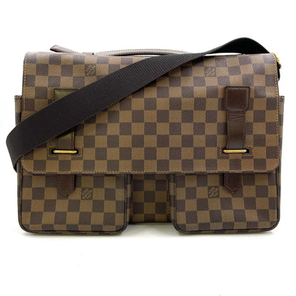 Louis Vuitton Broadway Damier Ebene Leather Brown Shoulder Bag Gold
