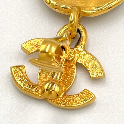 Chanel CC Logo Cambon Plate Gold Plated Earrings — view 7
