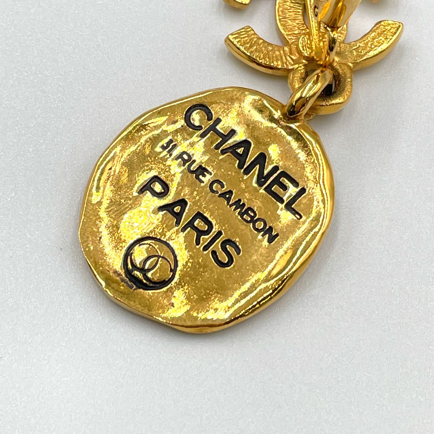 Chanel CC Logo Cambon Plate Gold Plated Earrings — view 6