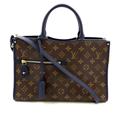 Louis Vuitton Popincourt PM Monogram 2-Way Leather Navy Brown Handbag Gold