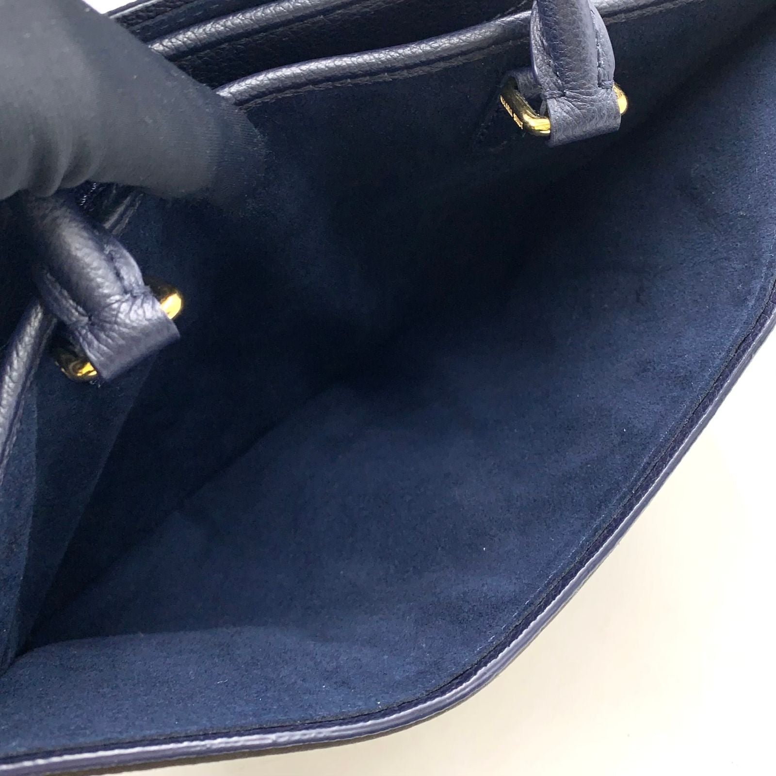Louis Vuitton Popincourt PM Monogram 2-Way Leather Navy Brown Handbag Gold — view 5