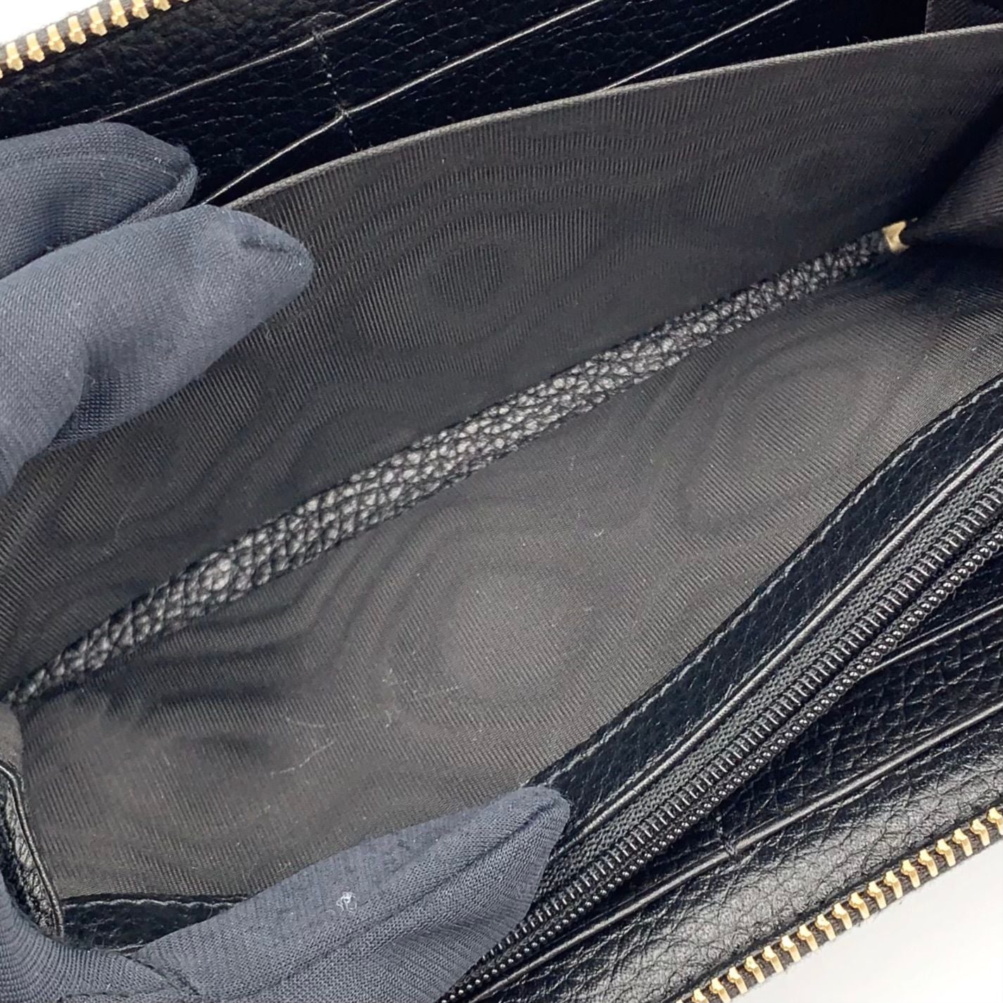 Gucci Soho Interlocking Zip Around Leather Black Wallet Gold — view 7