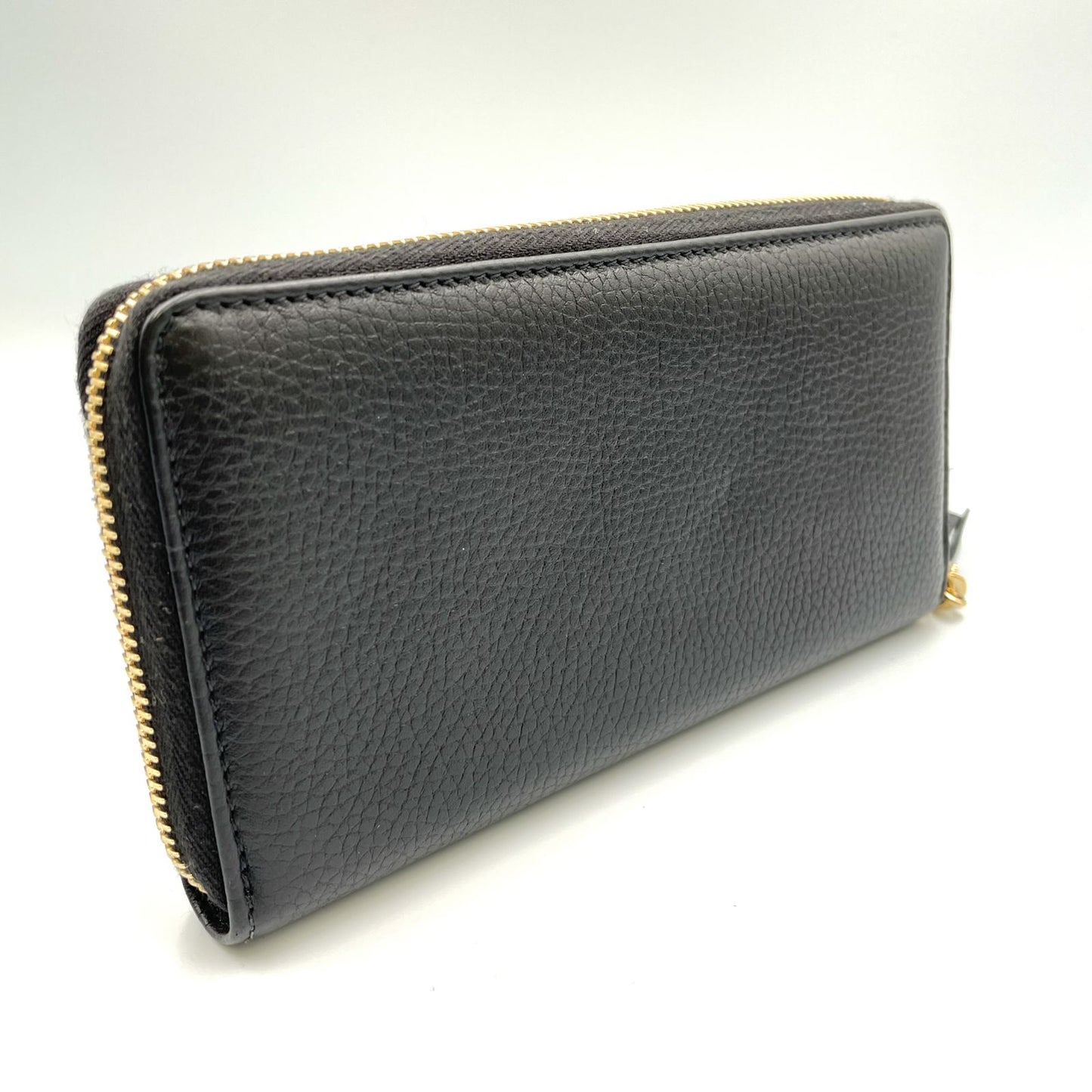 Gucci Soho Interlocking Zip Around Leather Black Wallet Gold — view 2